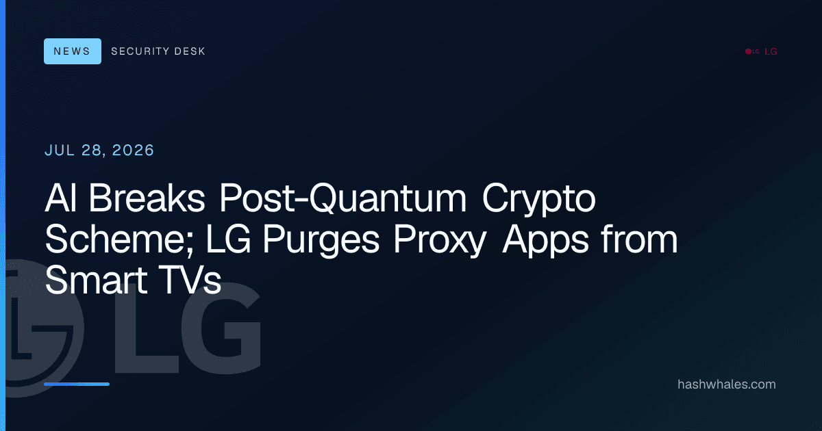 AI Breaks Post-Quantum Crypto Scheme; LG Purges Proxy Apps from Smart TVs
