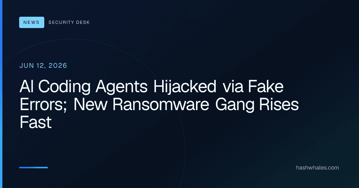 AI Coding Agents Hijacked via Fake Errors; New Ransomware Gang Rises Fast