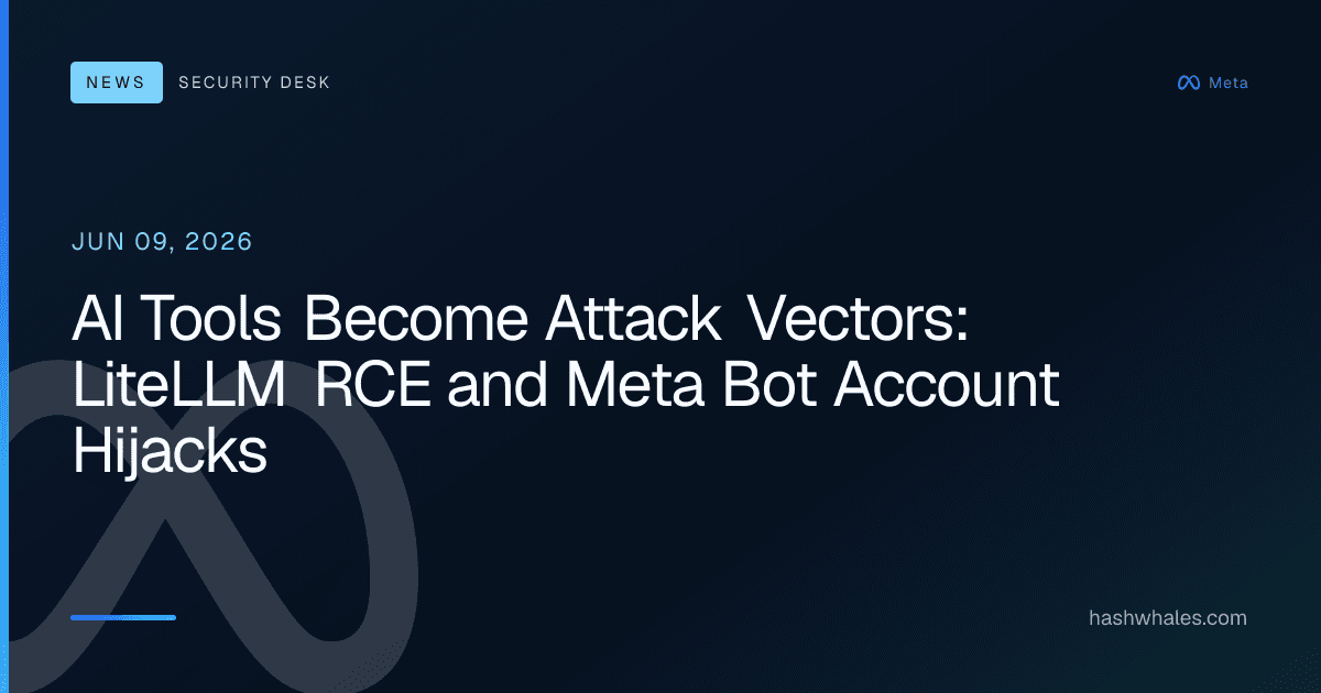 AI Tools Become Attack Vectors: LiteLLM RCE and Meta Bot Account Hijacks
