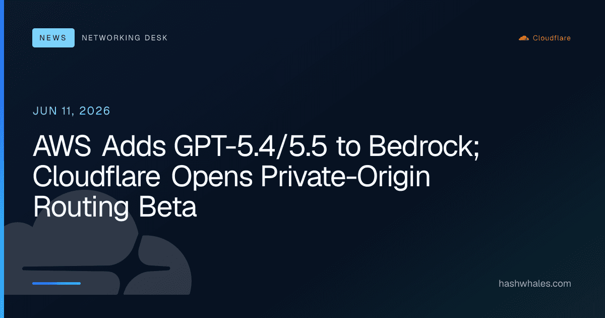 AWS Adds GPT-5.4/5.5 to Bedrock; Cloudflare Opens Private-Origin Routing Beta