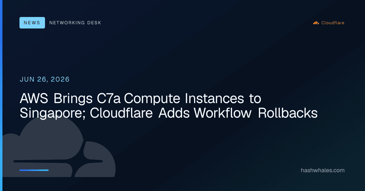AWS Brings C7a Compute Instances to Singapore; Cloudflare Adds Workflow Rollbacks