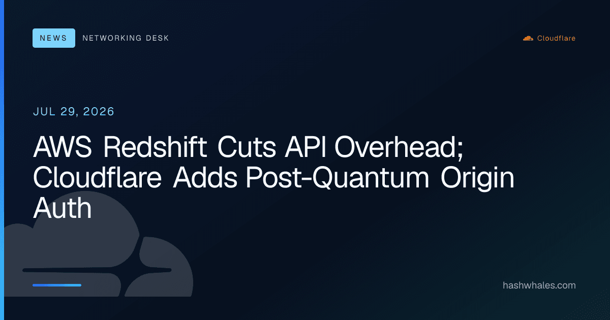 AWS Redshift Cuts API Overhead; Cloudflare Adds Post-Quantum Origin Auth