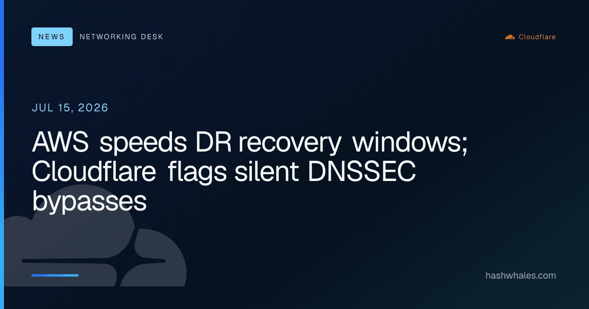 AWS speeds DR recovery windows; Cloudflare flags silent DNSSEC bypasses