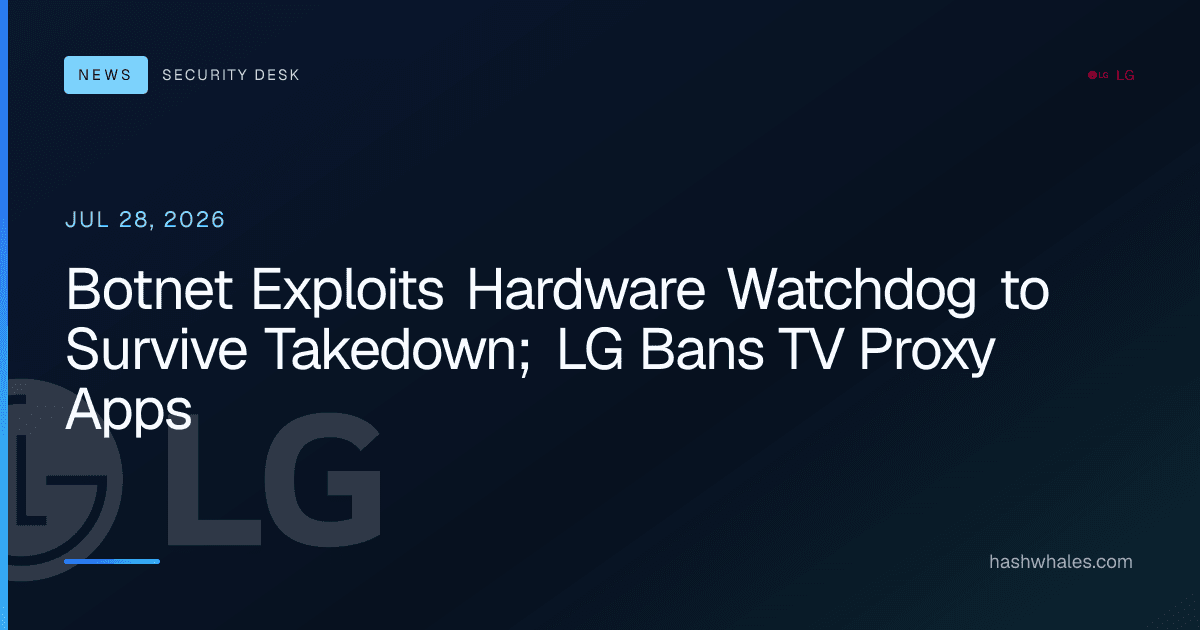 Botnet Exploits Hardware Watchdog to Survive Takedown; LG Bans TV Proxy Apps