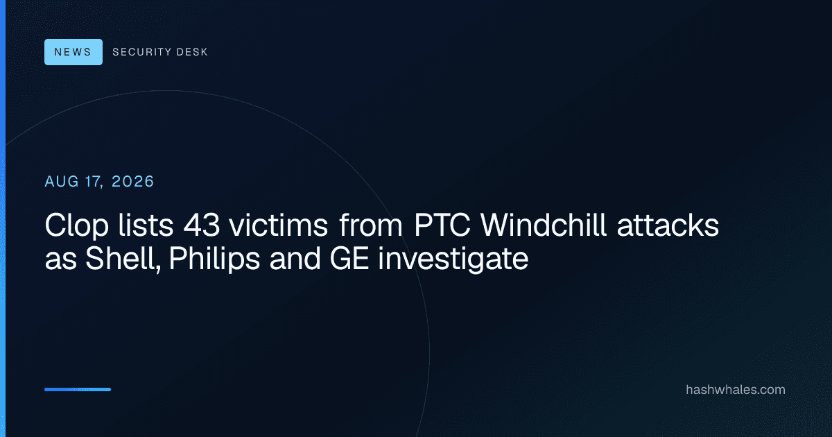 Clop lists 43 victims from PTC Windchill attacks as Shell, Philips and GE investigate