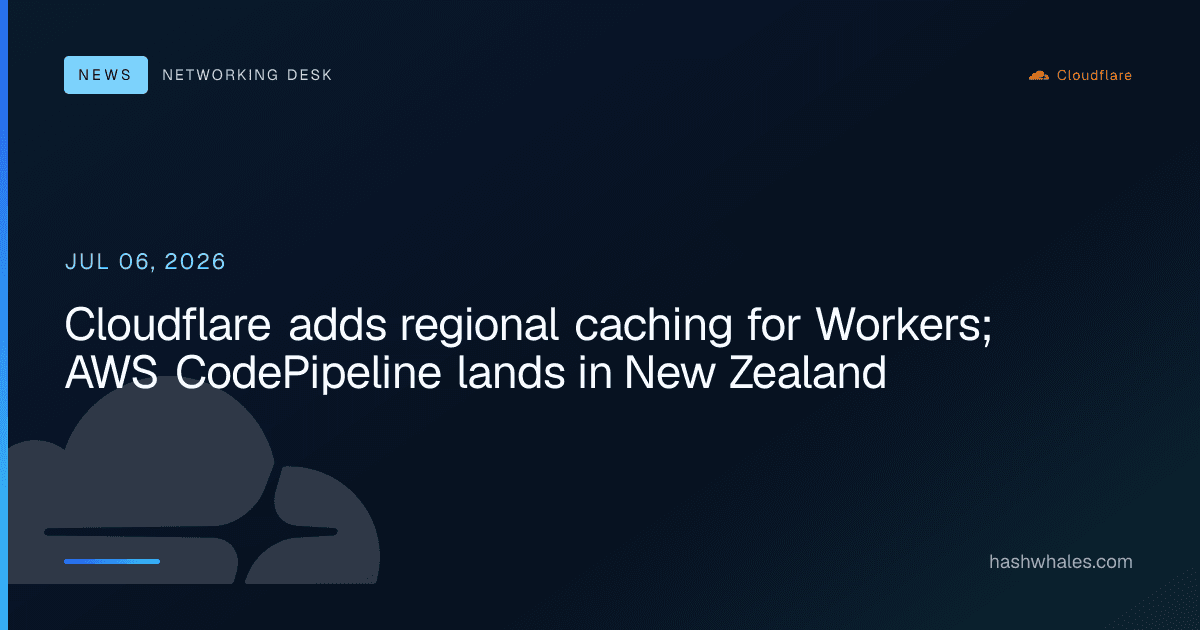 Cloudflare adds regional caching for Workers; AWS CodePipeline lands in New Zealand