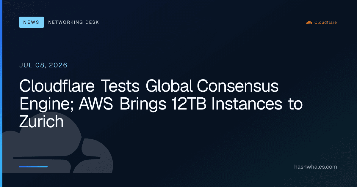 Cloudflare Tests Global Consensus Engine; AWS Brings 12TB Instances to Zurich