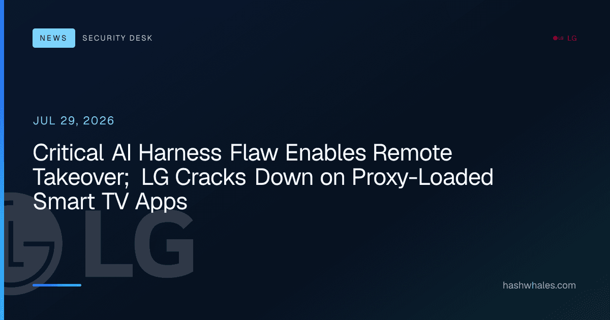 Critical AI Harness Flaw Enables Remote Takeover; LG Cracks Down on Proxy-Loaded Smart TV Apps