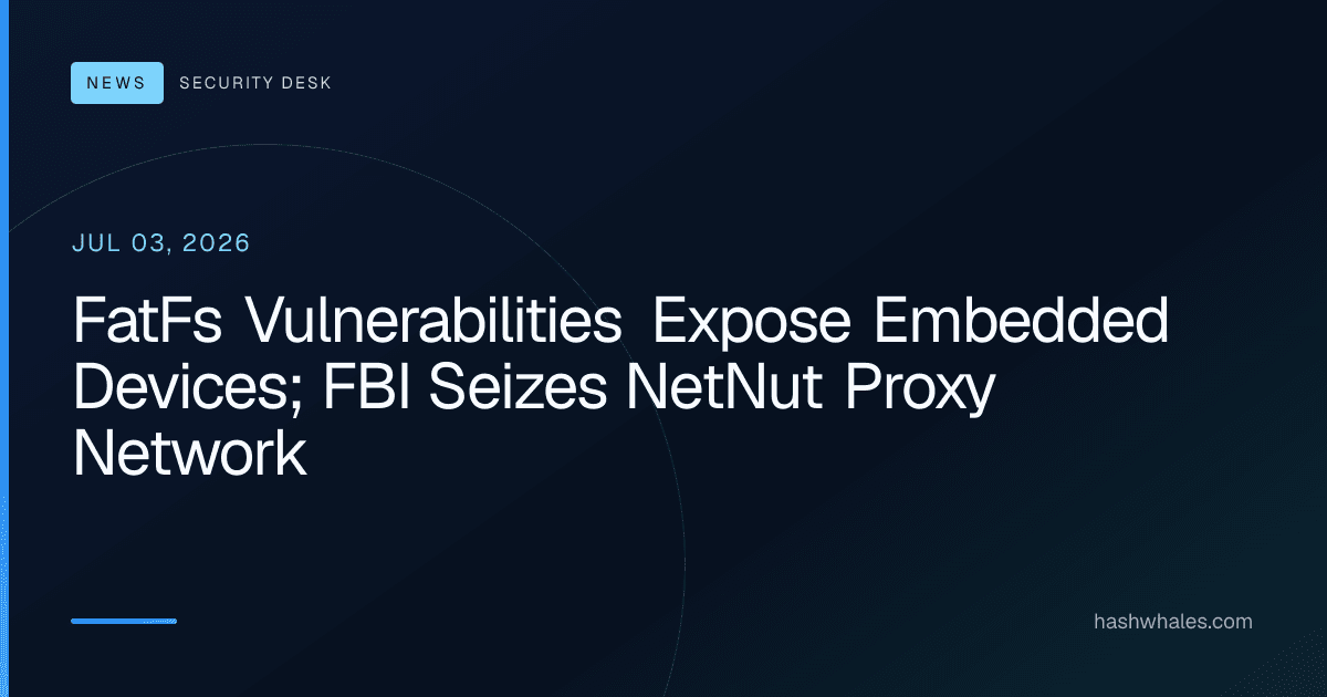 FatFs Vulnerabilities Expose Embedded Devices; FBI Seizes NetNut Proxy Network