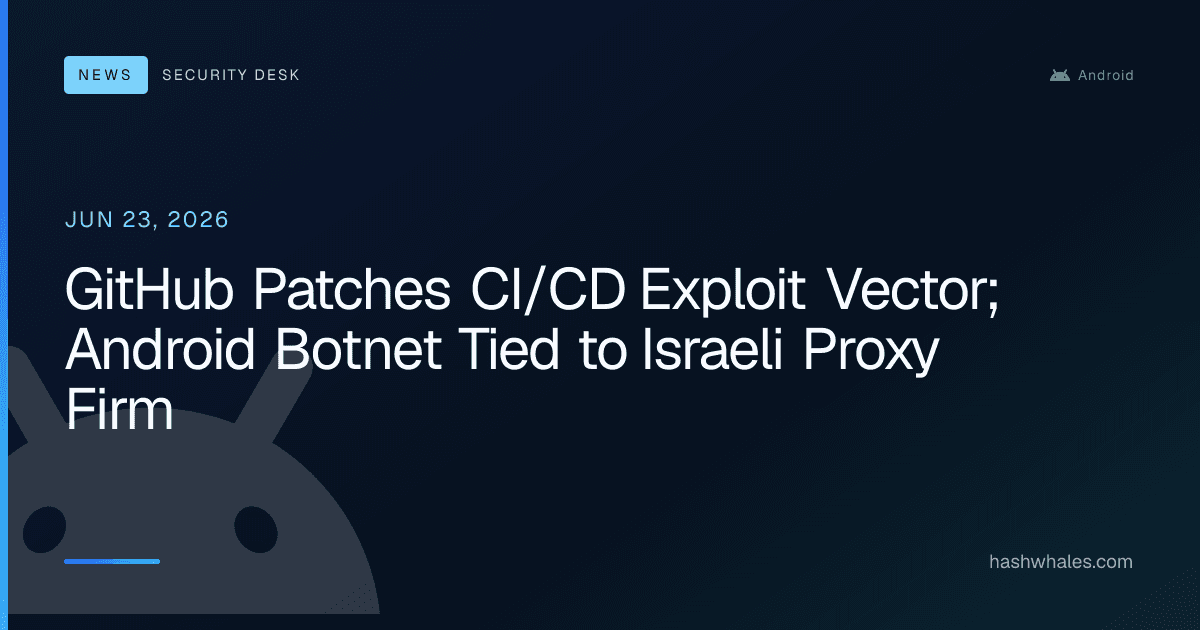 GitHub Patches CI/CD Exploit Vector; Android Botnet Tied to Israeli Proxy Firm