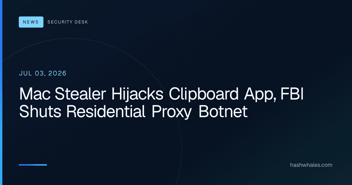 Mac Stealer Hijacks Clipboard App, FBI Shuts Residential Proxy Botnet