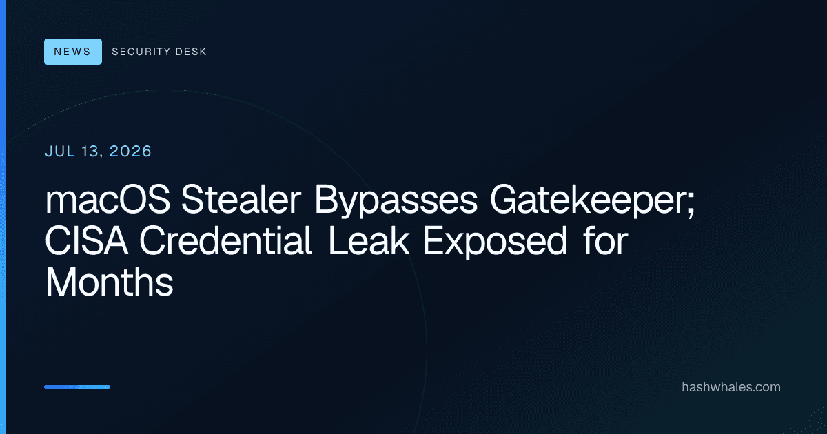 macOS Stealer Bypasses Gatekeeper; CISA Credential Leak Exposed for Months
