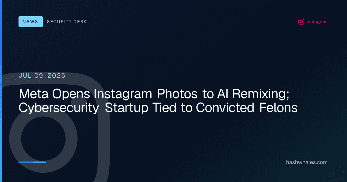 Meta Opens Instagram Photos to AI Remixing; Cybersecurity Startup Tied to Convicted Felons