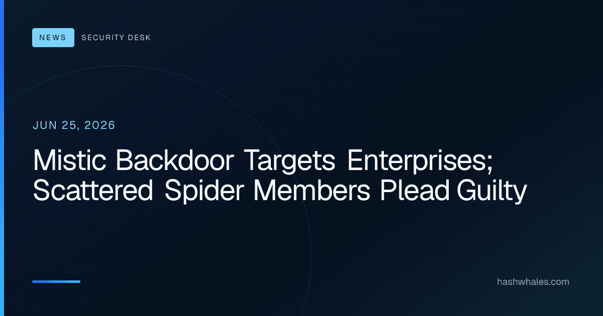 Mistic Backdoor Targets Enterprises; Scattered Spider Members Plead Guilty