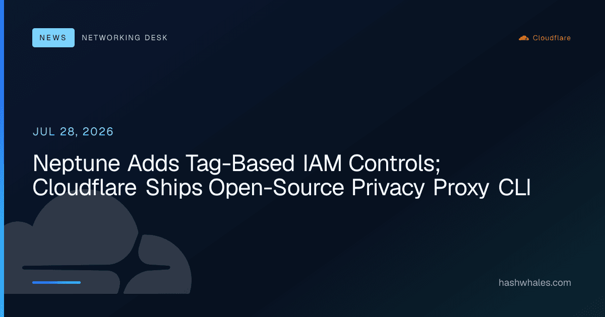 Neptune Adds Tag-Based IAM Controls; Cloudflare Ships Open-Source Privacy Proxy CLI