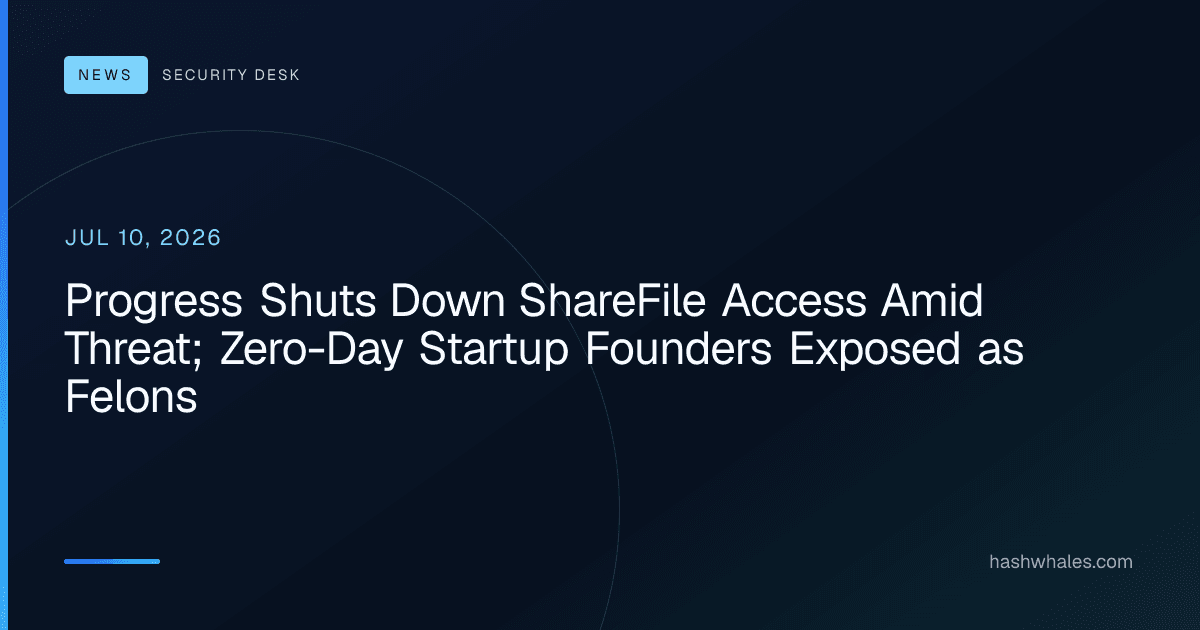 Progress Shuts Down ShareFile Access Amid Threat; Zero-Day Startup Founders Exposed as Felons