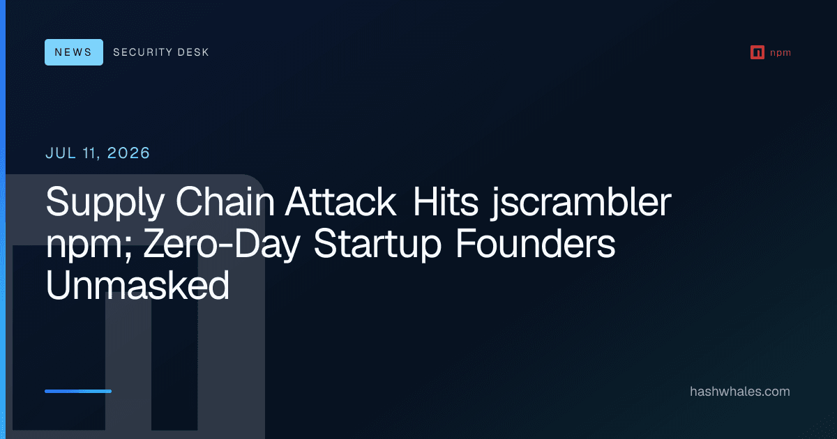 Supply Chain Attack Hits jscrambler npm; Zero-Day Startup Founders Unmasked