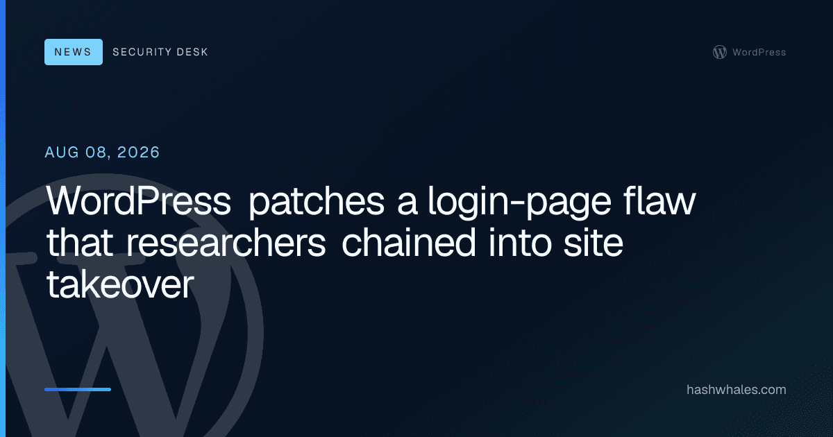 WordPress patches a login-page flaw that researchers chained into site takeover